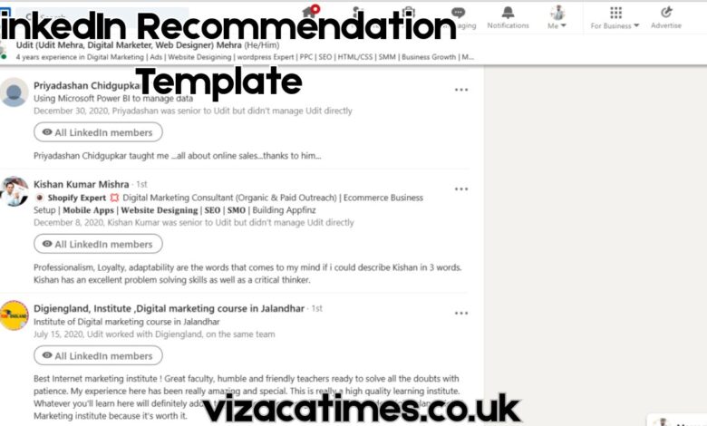 LinkedIn Recommendation Template